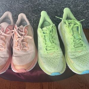Hoka One One Women's Athletic Shoes - Light Green and Peach